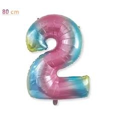  2 RAKAM FOLYO BALON RENKLİ 75 CM